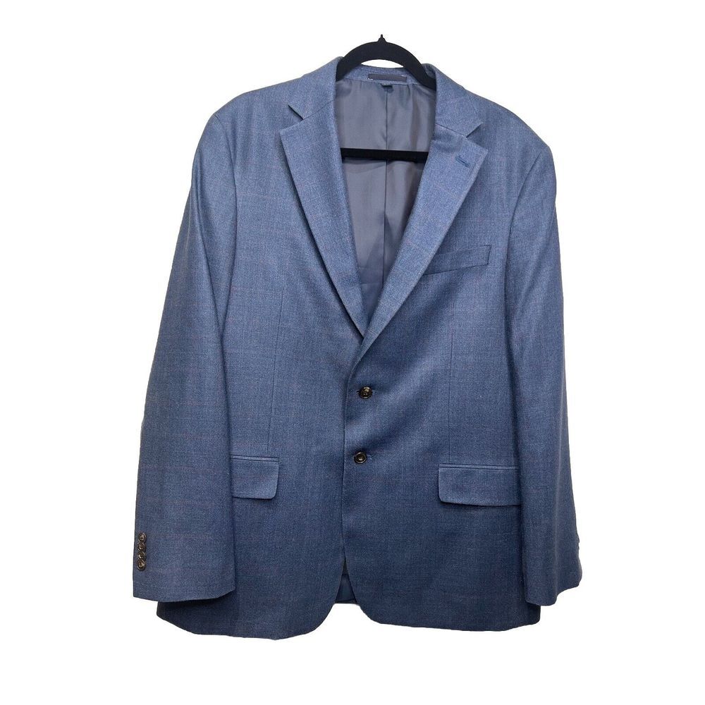 Jos A Bank Men Signature Blue Red Plaid Blazer Size 44R Silk Wool Old Money